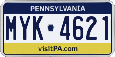 PA license plate MYK4621