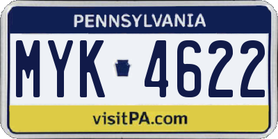 PA license plate MYK4622