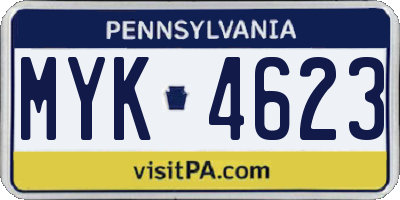 PA license plate MYK4623