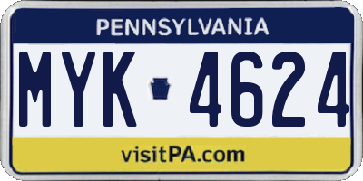 PA license plate MYK4624