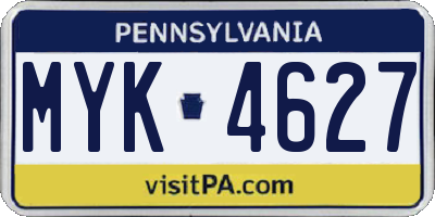 PA license plate MYK4627