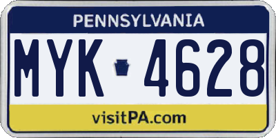 PA license plate MYK4628