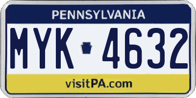 PA license plate MYK4632