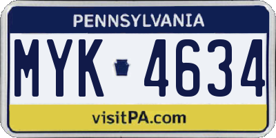 PA license plate MYK4634