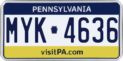 PA license plate MYK4636