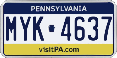 PA license plate MYK4637