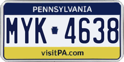 PA license plate MYK4638