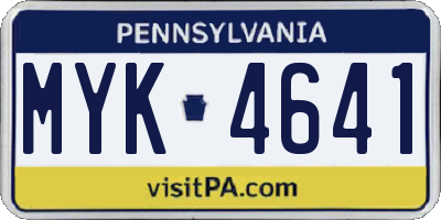 PA license plate MYK4641