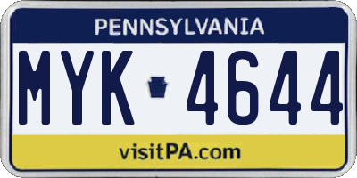 PA license plate MYK4644