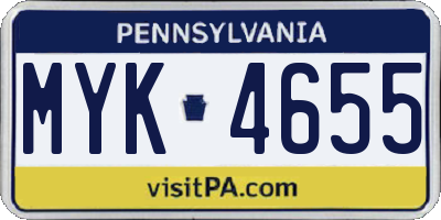 PA license plate MYK4655