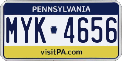 PA license plate MYK4656