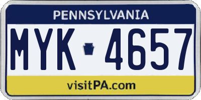 PA license plate MYK4657