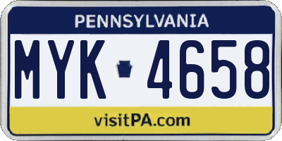 PA license plate MYK4658