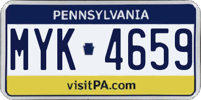 PA license plate MYK4659