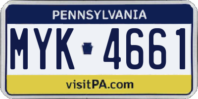 PA license plate MYK4661