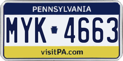 PA license plate MYK4663