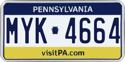 PA license plate MYK4664