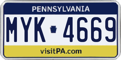PA license plate MYK4669