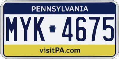 PA license plate MYK4675
