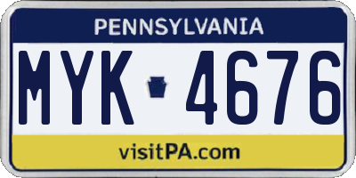 PA license plate MYK4676