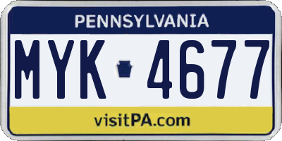 PA license plate MYK4677
