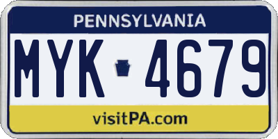 PA license plate MYK4679