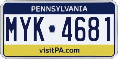 PA license plate MYK4681