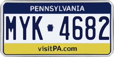 PA license plate MYK4682
