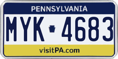 PA license plate MYK4683