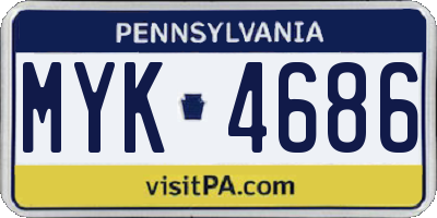 PA license plate MYK4686
