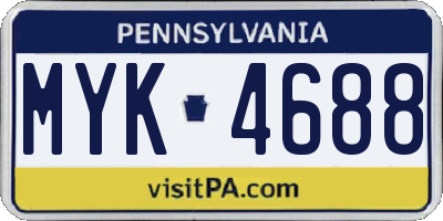 PA license plate MYK4688