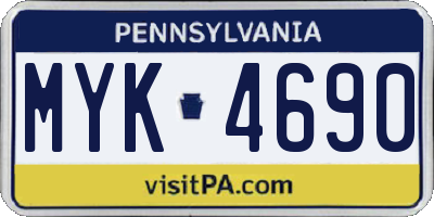 PA license plate MYK4690