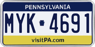 PA license plate MYK4691
