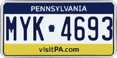 PA license plate MYK4693