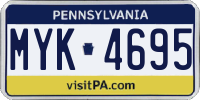 PA license plate MYK4695