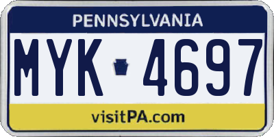 PA license plate MYK4697
