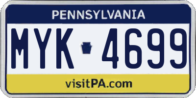 PA license plate MYK4699