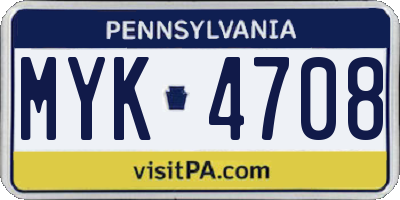 PA license plate MYK4708
