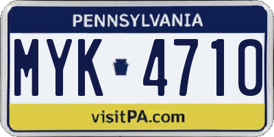 PA license plate MYK4710