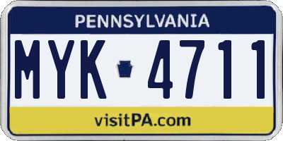 PA license plate MYK4711