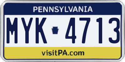 PA license plate MYK4713