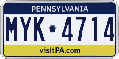 PA license plate MYK4714