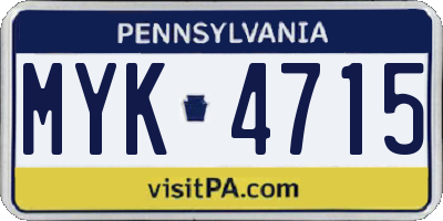 PA license plate MYK4715