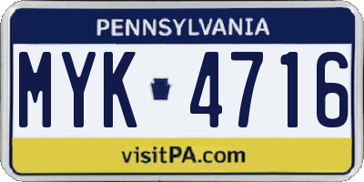PA license plate MYK4716