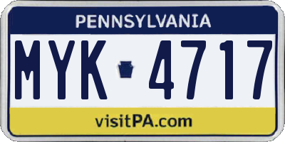 PA license plate MYK4717