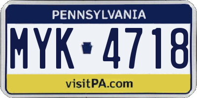 PA license plate MYK4718