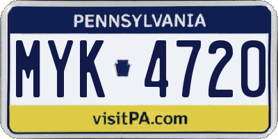 PA license plate MYK4720