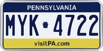 PA license plate MYK4722