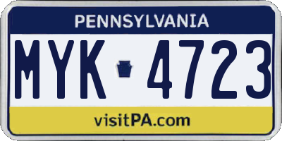 PA license plate MYK4723