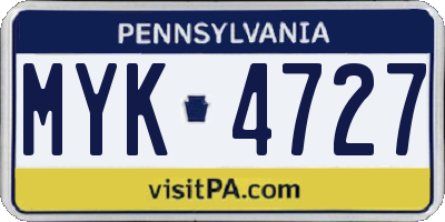 PA license plate MYK4727